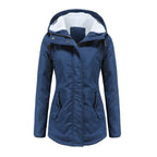 MunaWear - Coats - Avenne – Stylish Women's Rain Jacket With Warming Lining For Cold Weather - Navy Blue