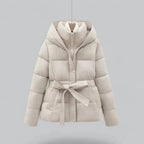 Liora – Stylish Women's Short Hooded Jacket With Belt For Winter Warmth 2