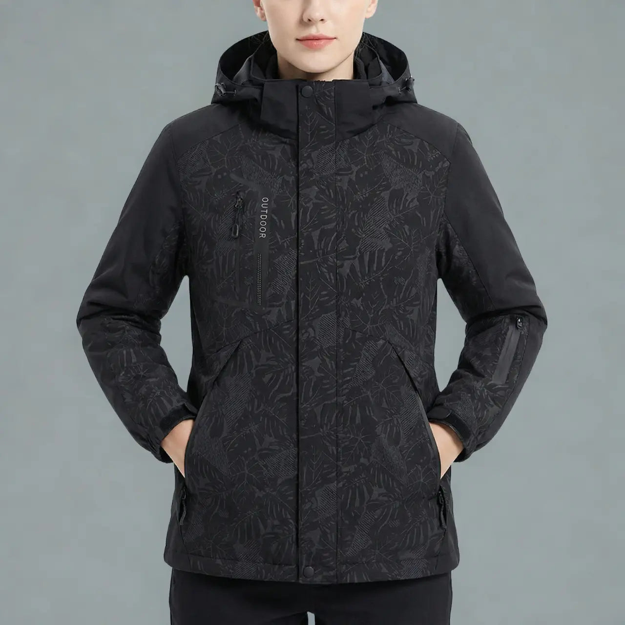 MunaWear - Jackets - Mirra – Insulated Women's Ski Jacket With Windproof For Skiing And Outdoor Adventures - Black/Camo / 5XL