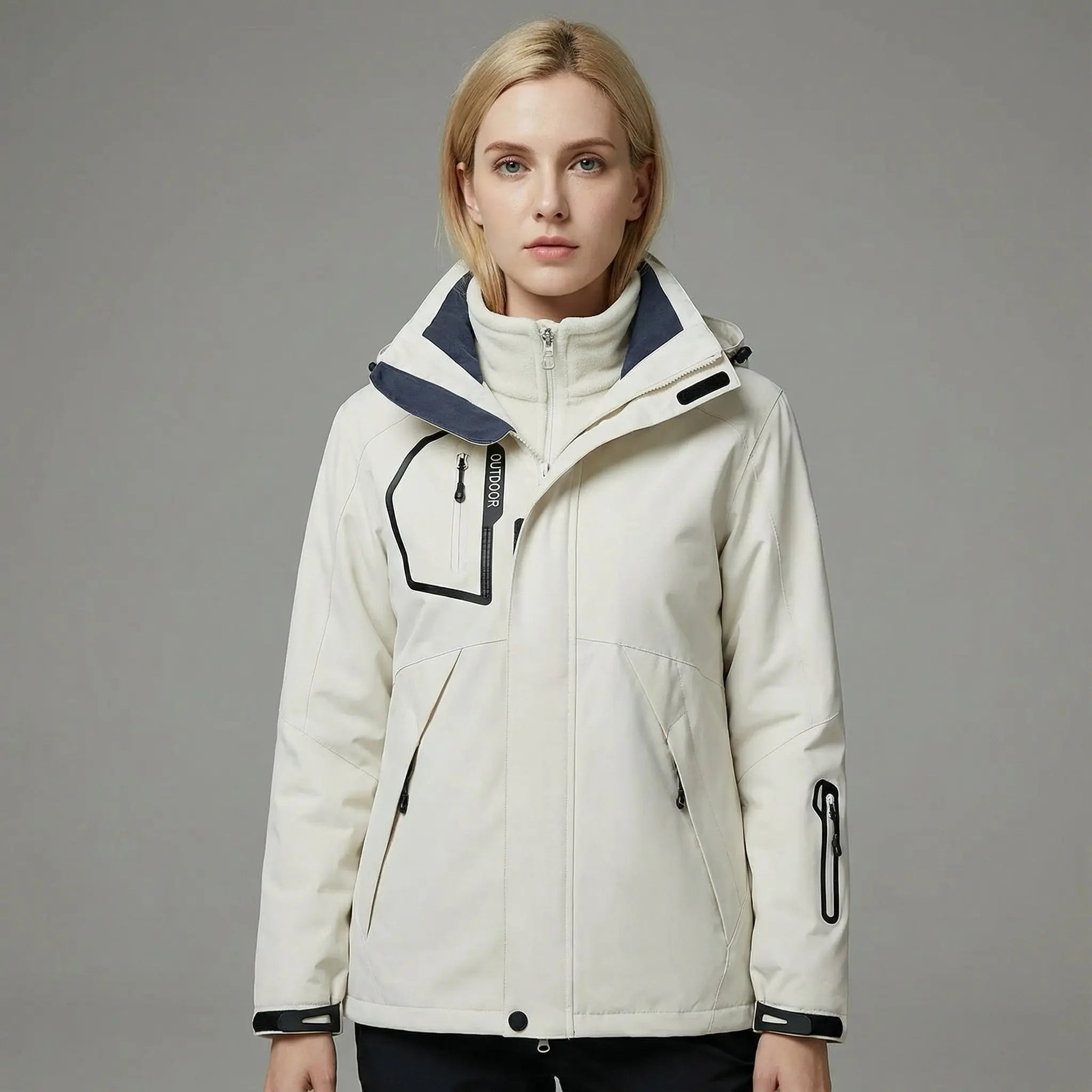 MunaWear - Jackets - Mirra – Insulated Women's Ski Jacket With Windproof For Skiing And Outdoor Adventures - Cream / 5XL