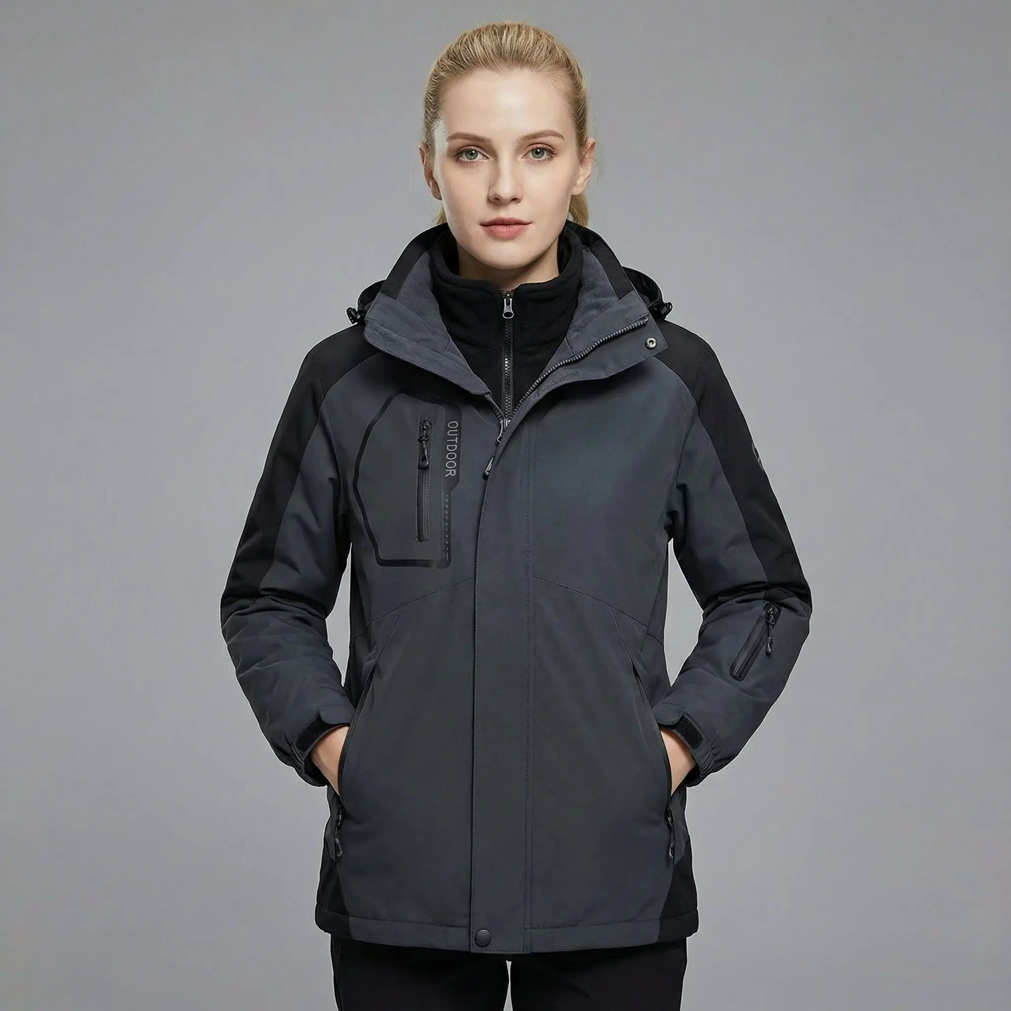 MunaWear - Jackets - Mirra – Insulated Women's Ski Jacket With Windproof For Skiing And Outdoor Adventures - Dark Gray / 5XL