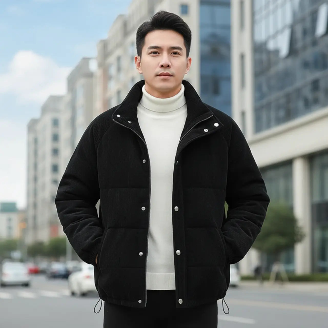 MunaWear - Jackets - Sammy – Stylish Men's Padded Jacket With Timeless Design For Winter Comfort - Black / 4XL