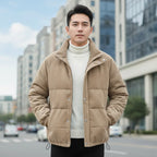 MunaWear - Jackets - Sammy – Stylish Men's Padded Jacket With Timeless Design For Winter Comfort - Khaki / 4XL