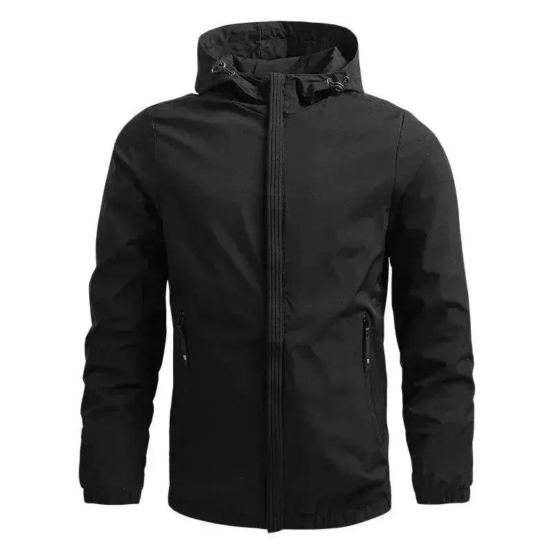 Theo – Lightweight Men's Windbreaker Jacket With Hood For Outdoor Adventures- Black