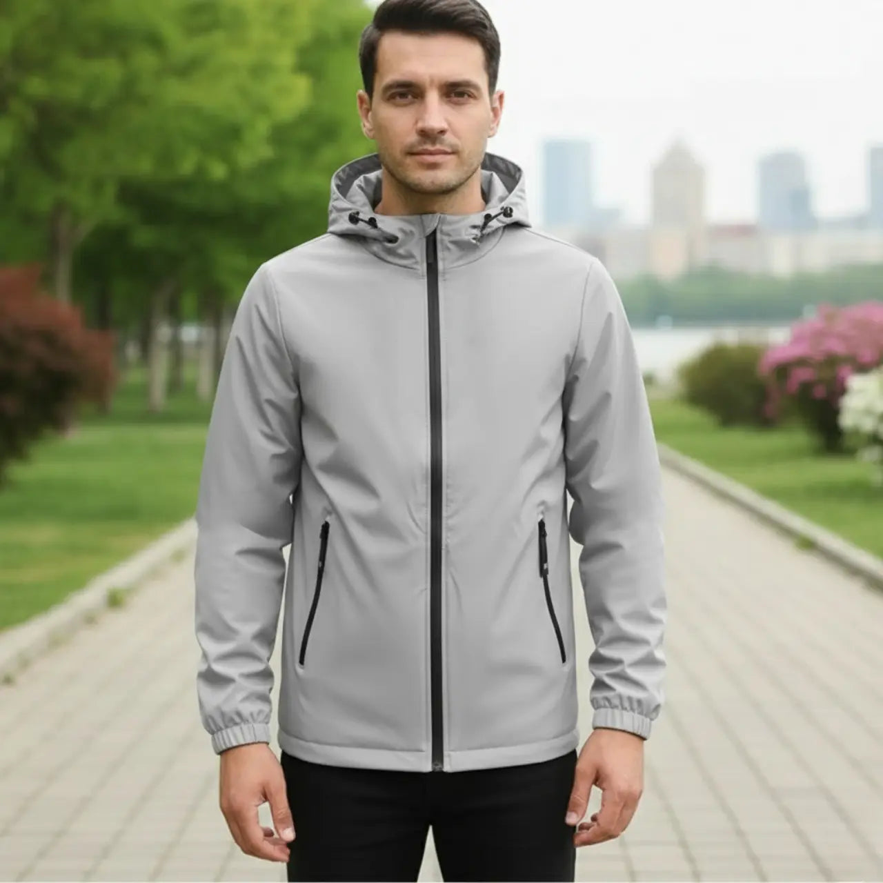 MunaWear - Jackets & Coats - Theo – Lightweight Men's Windbreaker Jacket With Hood For Outdoor Adventures - Gray / 5XL