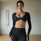 Ember – Women's High Support Long Sleeve Sports Bra with Push-Up Design for High-Impact Workouts