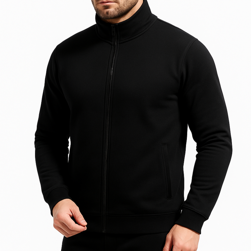 Isaac – Casual Sports Zipper Stand Collar Sweatshirt in Solid Color for Men