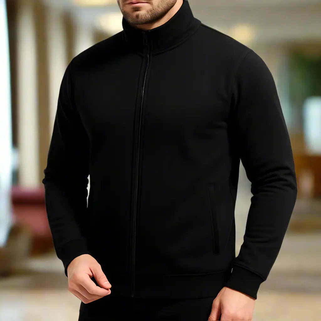 Isaac – Casual Sports Zipper Stand Collar Sweatshirt in Solid Color for Men