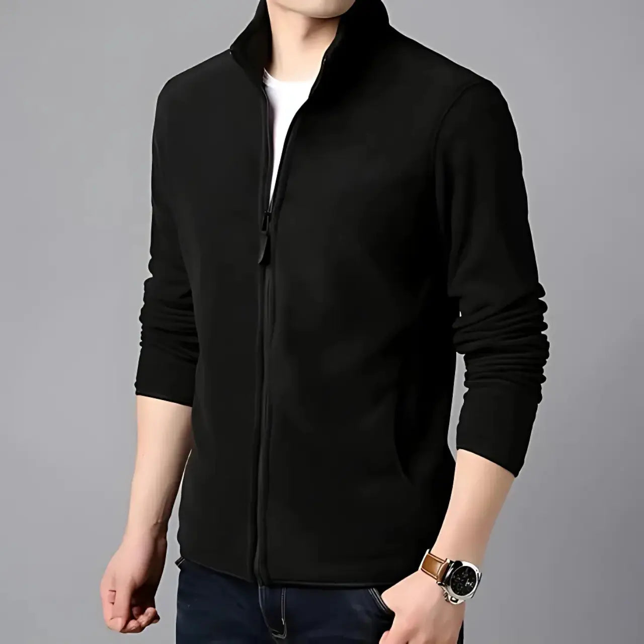 MunaWear - Jackets & Vests - Kane - Lightweight Waterproof Fleece Jacket for Outdoor Activities - Black / 4XL