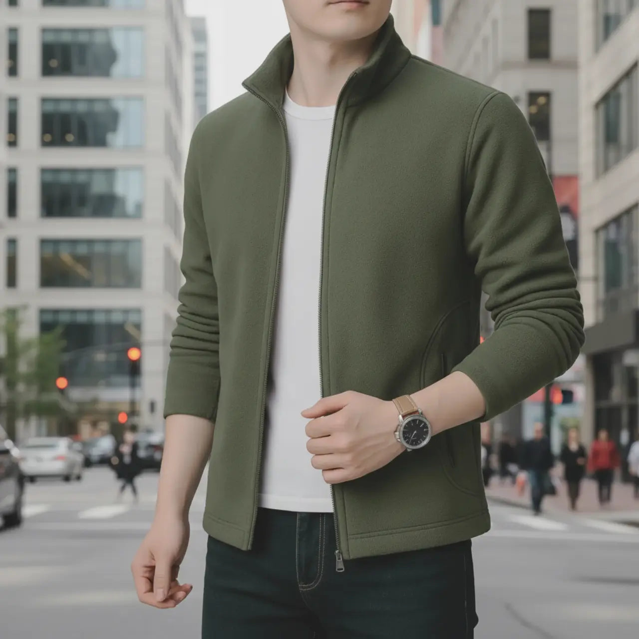 MunaWear - Jackets & Vests - Kane - Lightweight Waterproof Fleece Jacket for Outdoor Activities - Green / 4XL