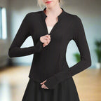 Suri – Full Zip Long Sleeve Spandex Yoga Jacket with Thumb Holes for Women