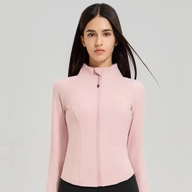 Suri – Full Zip Long Sleeve Spandex Yoga Jacket with Thumb Holes for Women