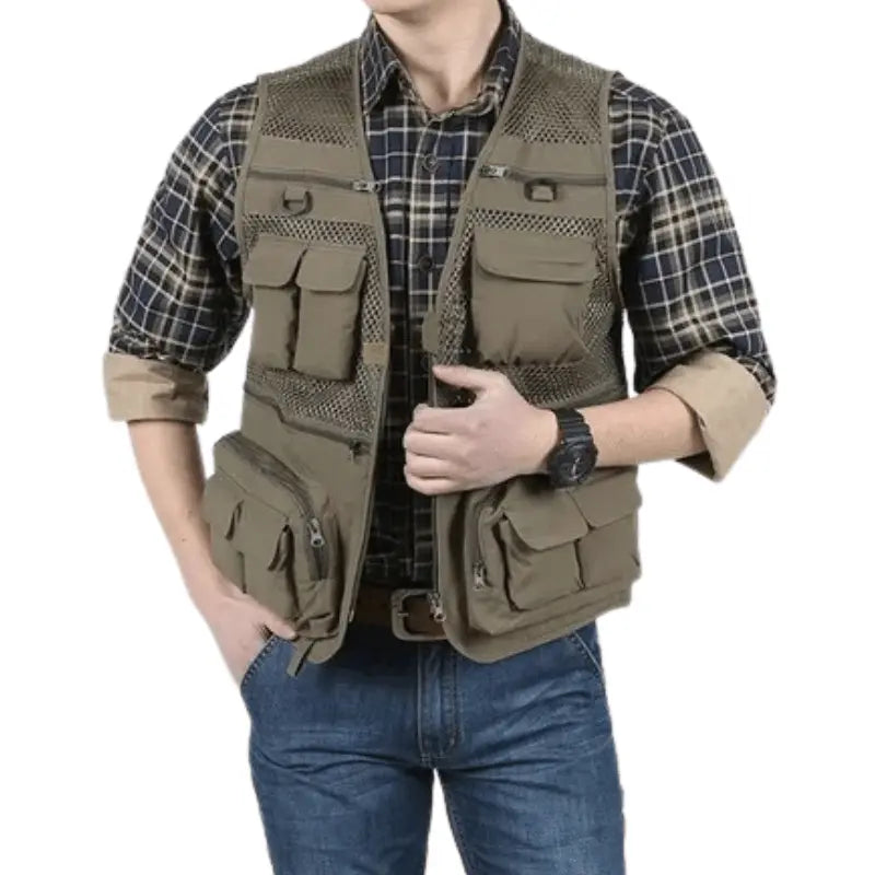 Thorne – Men’s Lightweight Tactical Fishing Waistcoat with Multi-Pockets and Breathable Mesh Design