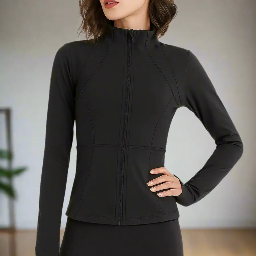 Zaria – High-Elastic Loose-Fit Long Sleeve Yoga Top for Women with Stand-Up Collar