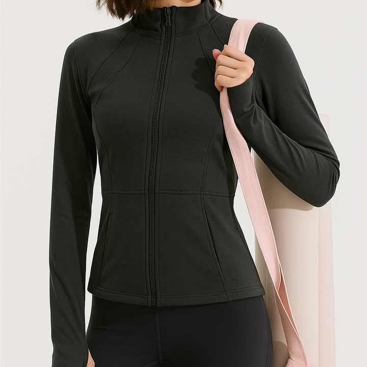 Zaria – High-Elastic Loose-Fit Long Sleeve Yoga Top for Women with Stand-Up Collar