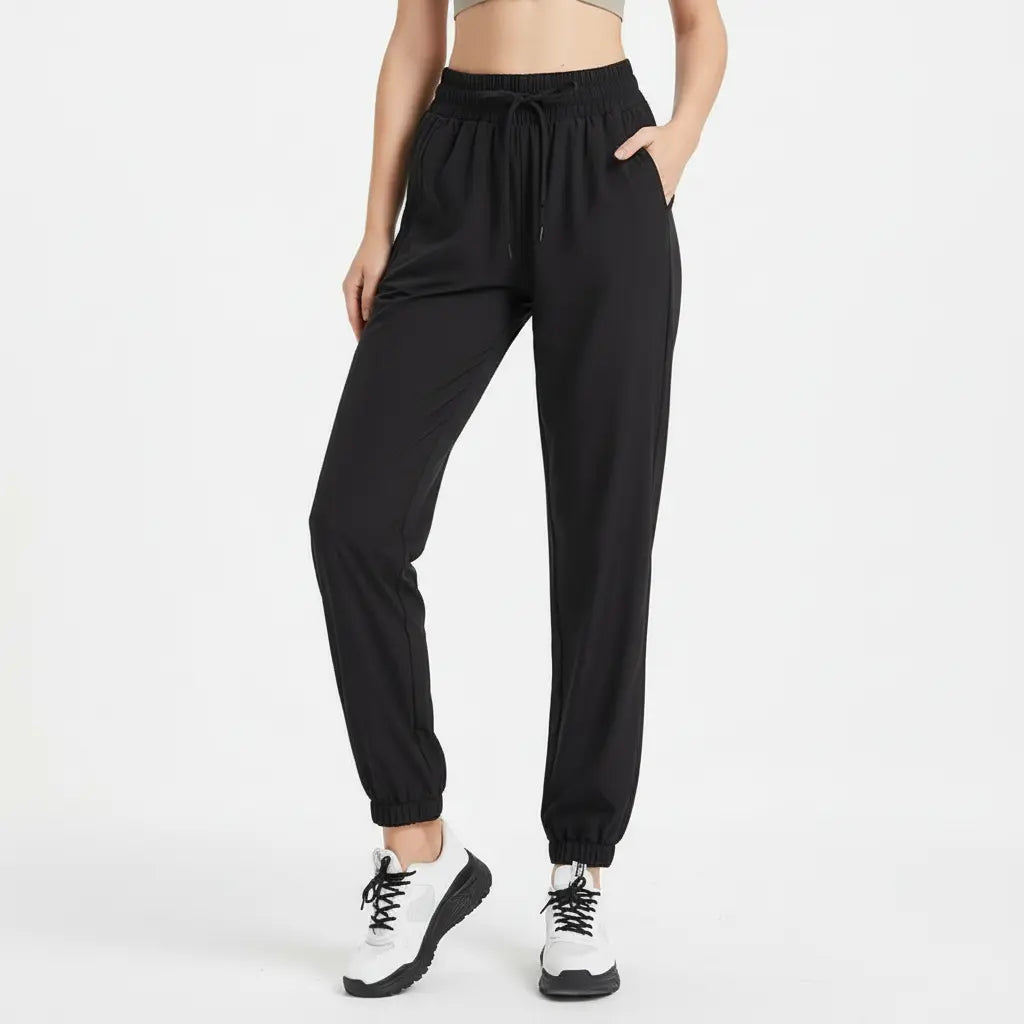 MunaWear - Joggers & Sweatpants - Naya – Relaxed Fit Ladies Jogging Pants with Adjustable Waistband & Deep Pockets, Best Joggers for Women - Black / XL