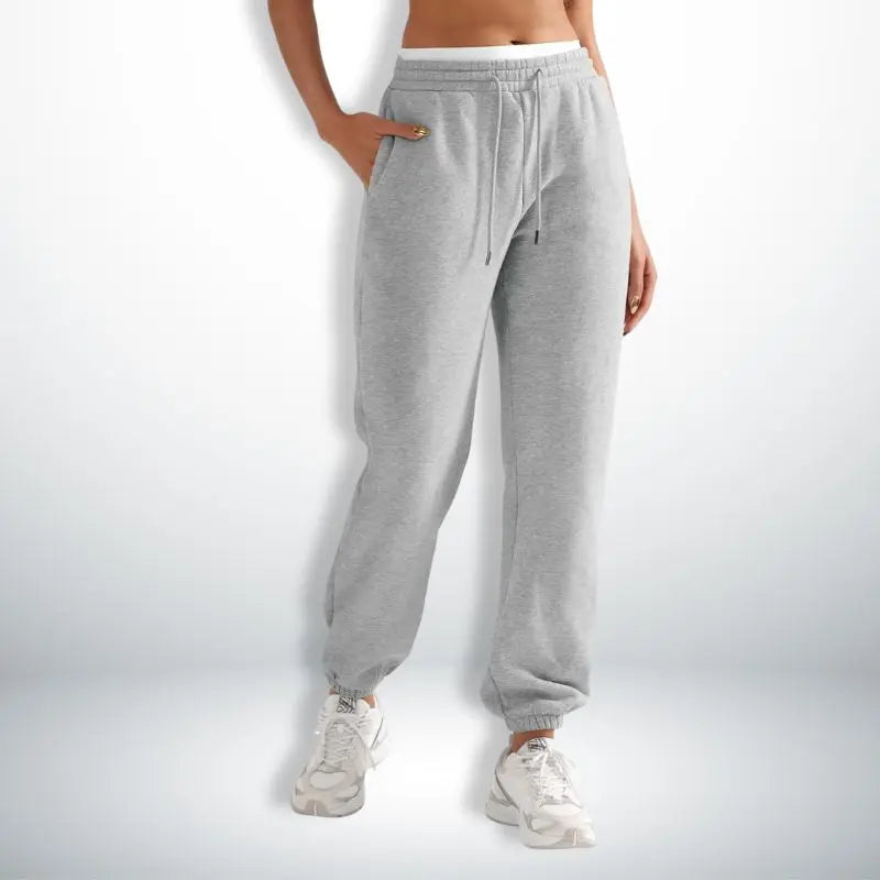 MunaWear - Joggers & Sweatpants - Naya – Relaxed Fit Ladies Jogging Pants with Adjustable Waistband & Deep Pockets, Best Joggers for Women - Gray / L