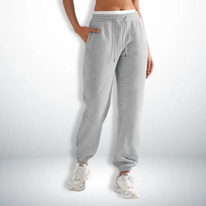 MunaWear - Joggers & Sweatpants - Naya – Relaxed Fit Ladies Jogging Pants with Adjustable Waistband & Deep Pockets, Best Joggers for Women - Gray / L