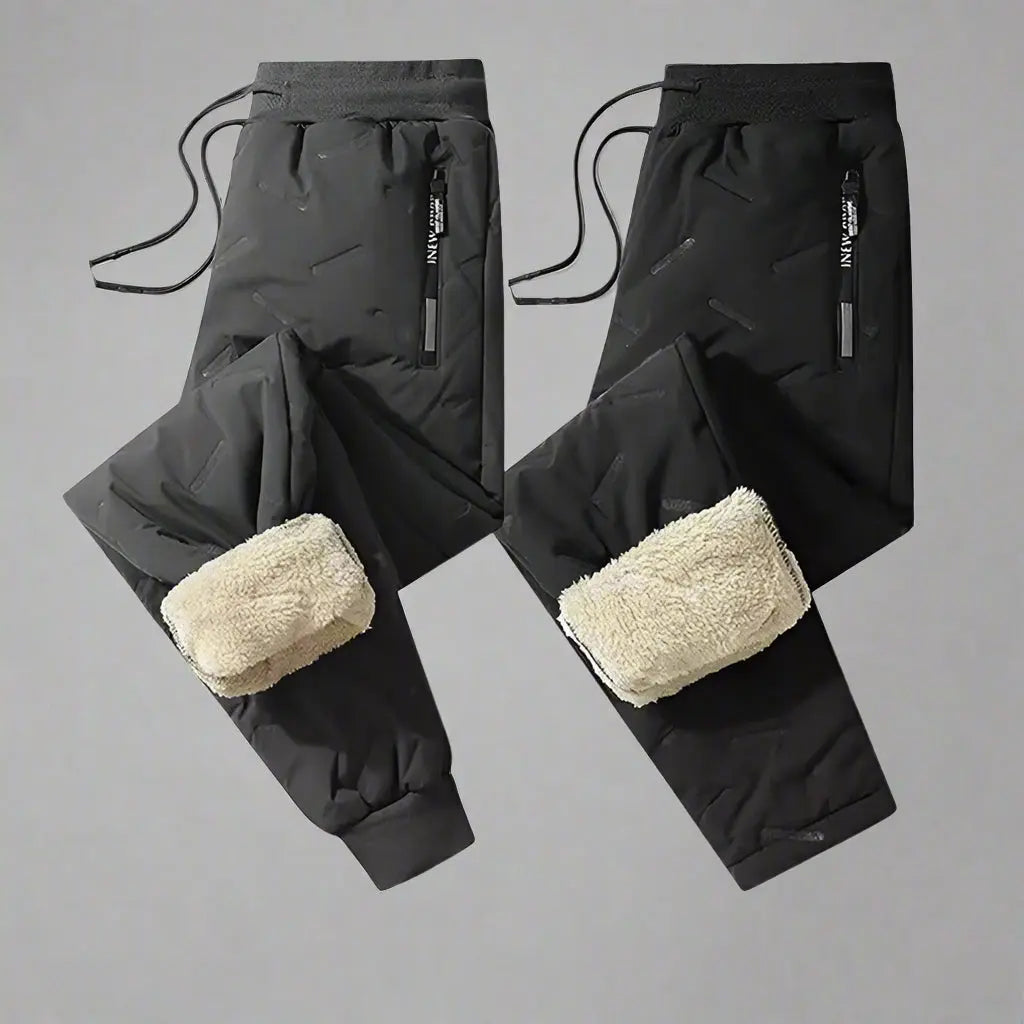 MunaWear - Joggers & Sweatpants - Silas – Waterproof & Windproof Thick Fleece Thermal Men's Jogger Pants for Ultimate Warmth - 