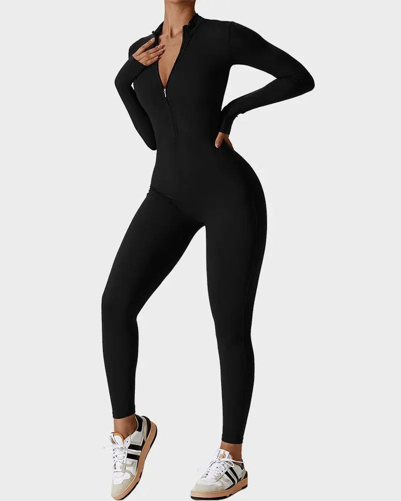 MunaWear  Jumpsuits  Maya – Shaping Yoga & Pilates Jumpsuit with Front Zipper and Breathable Comfort 