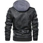 MunaWear - Leather Jacket - Caden - Stylish Men's Leather Jacket With Double-Layer Hood For Urban Adventures - 