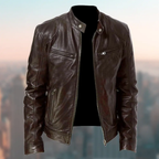 Caden - Sleek Men's Leather Jacket With Stand Collar For Casual Outings 2