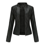 MunaWear - Leather Jackets - Liora - Stylish Quilted Jacket For Women With Biker Design For Casual And Night Out - Black / 3XL