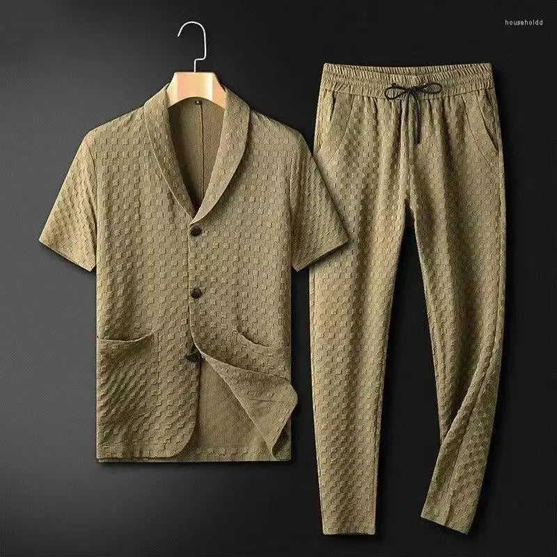 Eli - Luxe Loungewear Set for Men with Stylish Button-Down Shirt & Joggers