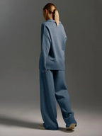 MunaWear - Loungewear - Ivey - Cozy Women's Lounge Set With Polo Collar For Casual Days - 