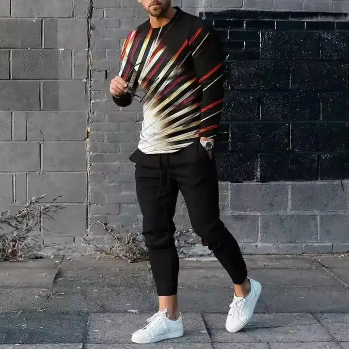 MunaWear - Men's Activewear - Ethan – Creative Guitar Print Tracksuit for Men, Comfortable & Stylish Outfit - 