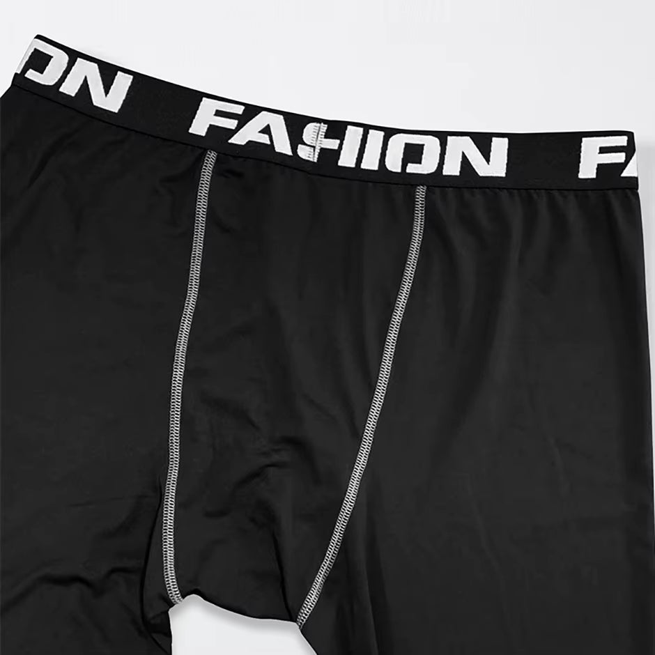 MunaWear - Men's Activewear - Ethan – Men's Black Long-Sleeved Fitness Underwear Set for Autumn/Winter, Comfortable & Warm Design - 