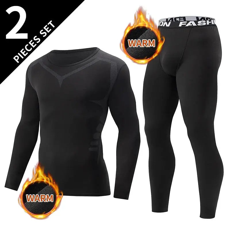 Ethan – Men's Black Long-Sleeved Fitness Underwear Set for Autumn/Winter, Comfortable & Warm Design, Size S-XXL 1