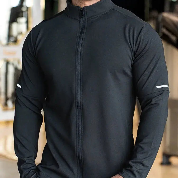 MunaWear  Men's Activewear Jackets  Ethan – Men's Long Sleeve Solid Color Sports Jacket with Stand-Up Collar for Running and Casual Wear 