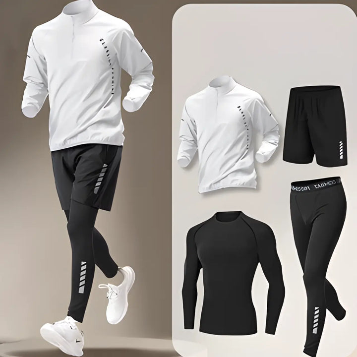 MunaWear - Men's Activewear - Owen – Men's Quick Dry Outdoor Fitness Jacket & Jogging Set - White