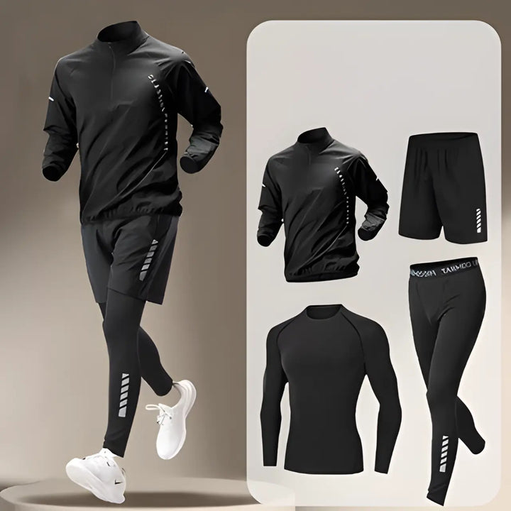 MunaWear - Men's Activewear - Owen – Men's Quick Dry Outdoor Fitness Jacket & Jogging Set - Black