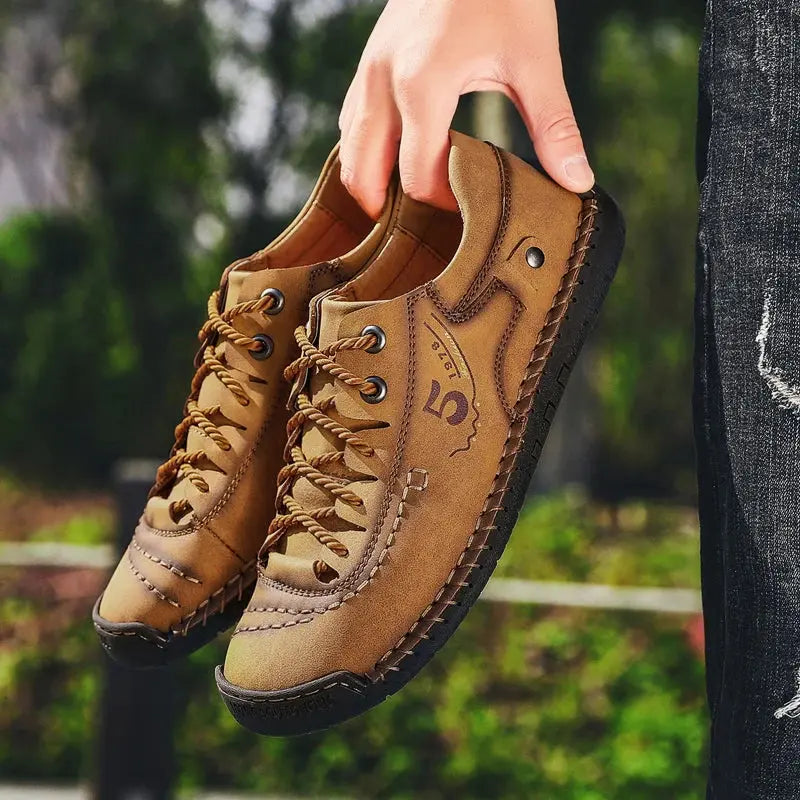 Axen – Classic Leather Casual Shoes for Men with Non-Slip Design - Brown