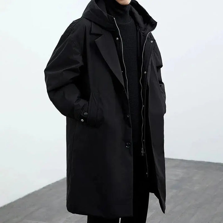Long Waterproof Puffer Trench Coat for Men with Hood – Insulated Winter Overcoat for Cold Weather Protection 4