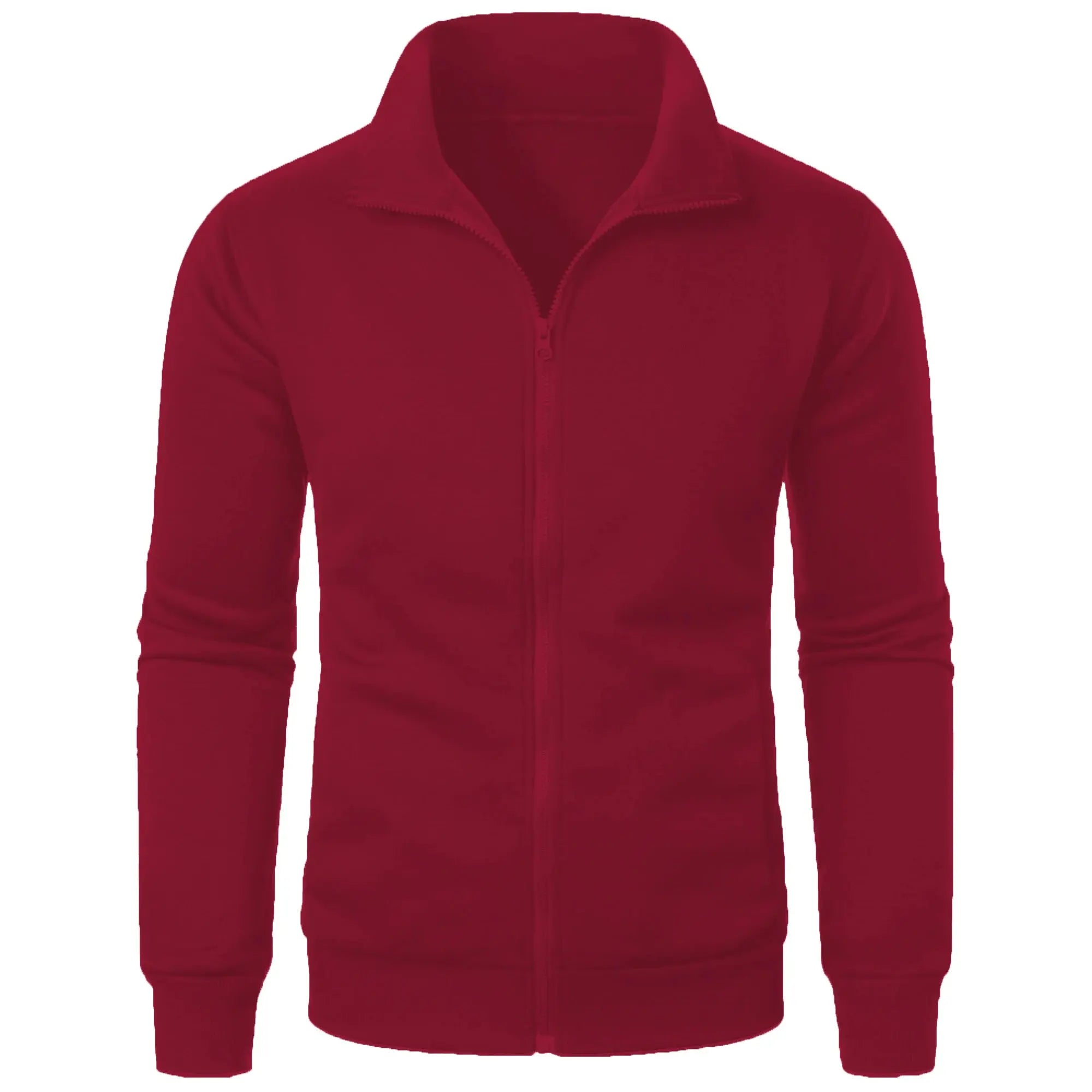 MunaWear  Men's Hoodies & Sweatshirts  Ethan – Casual Sports Zipper Stand Collar Hoodie Coat in Solid Color for Men  Burgundy-L