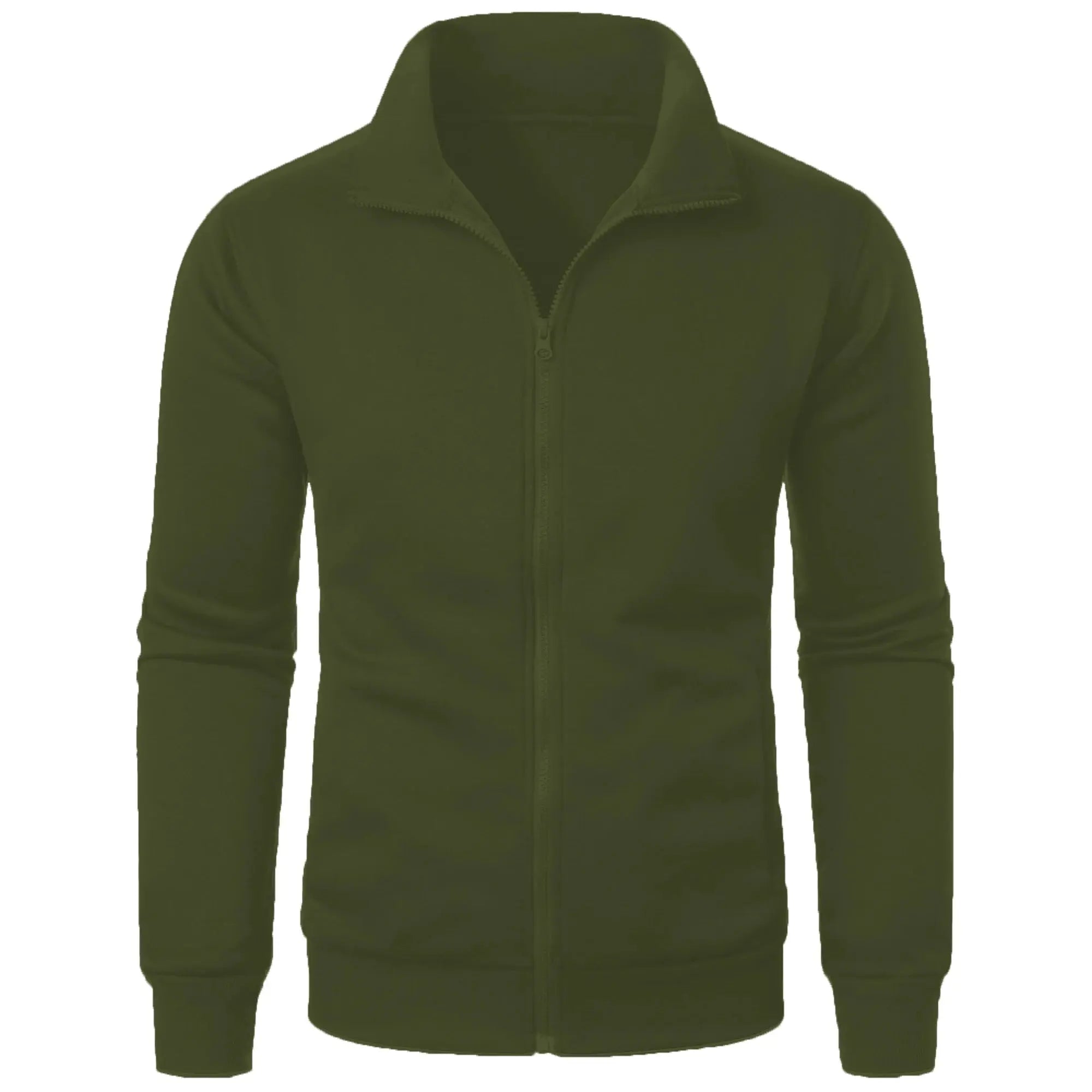 MunaWear  Men's Hoodies & Sweatshirts  Ethan – Casual Sports Zipper Stand Collar Hoodie Coat in Solid Color for Men  army-green-XXL