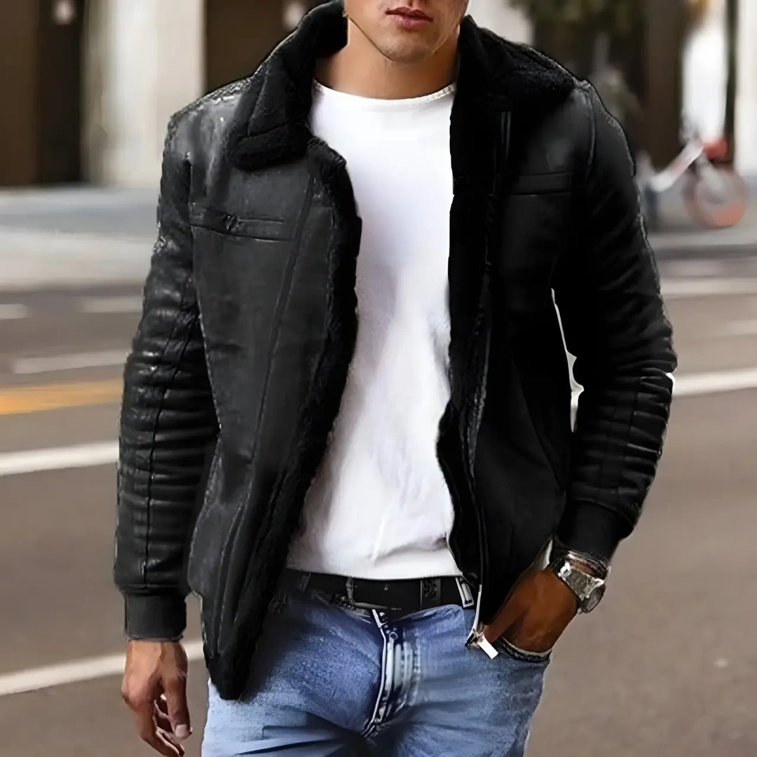 MunaWear - Men's Jackets - Dean – Stylish Men's Bomber Jacket With Vintage Charm For Year-Round Wear - Black / 4XL