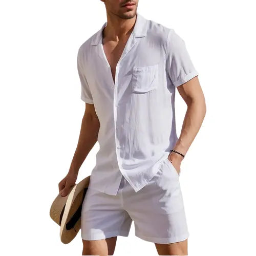 MunaWear - Men's Sets - Jett – Lightweight Short Sleeve Men's Casual Summer Set with Shirt and Shorts - 