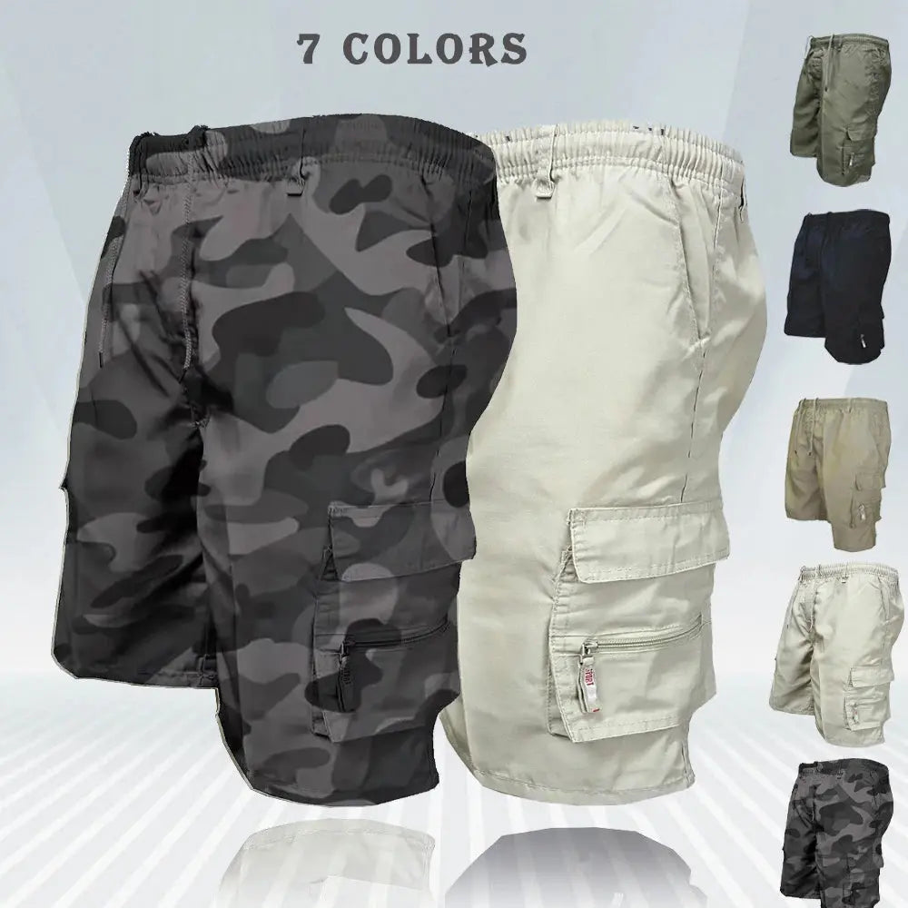 Ethan – Men's Black Cargo Shorts with Multi-Pockets and Elastic Waist for Work and Outdoor Activities Size S-L 1