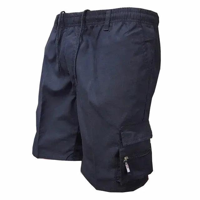 Ethan – Men's Black Cargo Shorts with Multi-Pockets and Elastic Waist for Work and Outdoor Activities Size S-L 0