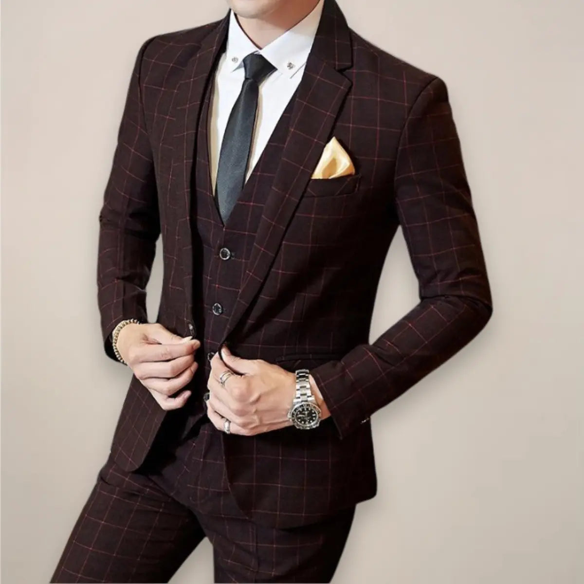 Caden - Slim Fit Men's Plaid Suit For Weddings And Formal Events 1
