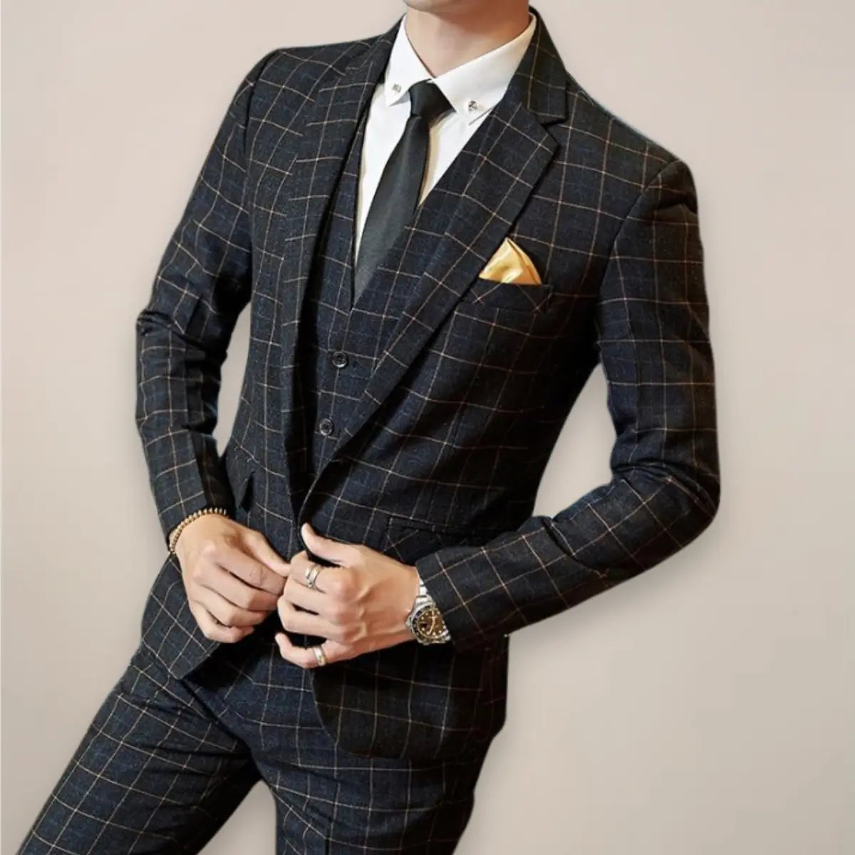 Caden - Slim Fit Men's Plaid Suit For Weddings And Formal Events 2