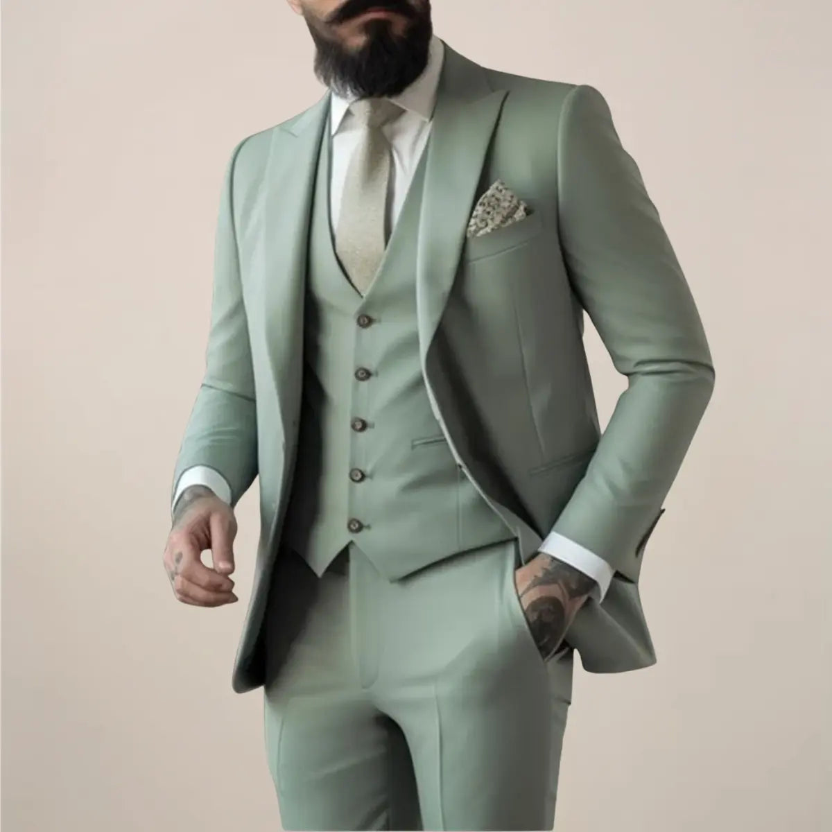 Caden - Slim-Fit Men's Suit in Sage Green for Weddings and Formal Events 0
