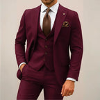 Caden - Slim-Fit Three-Piece Men's Suit With Waistcoat For Weddings And Formal Events 0