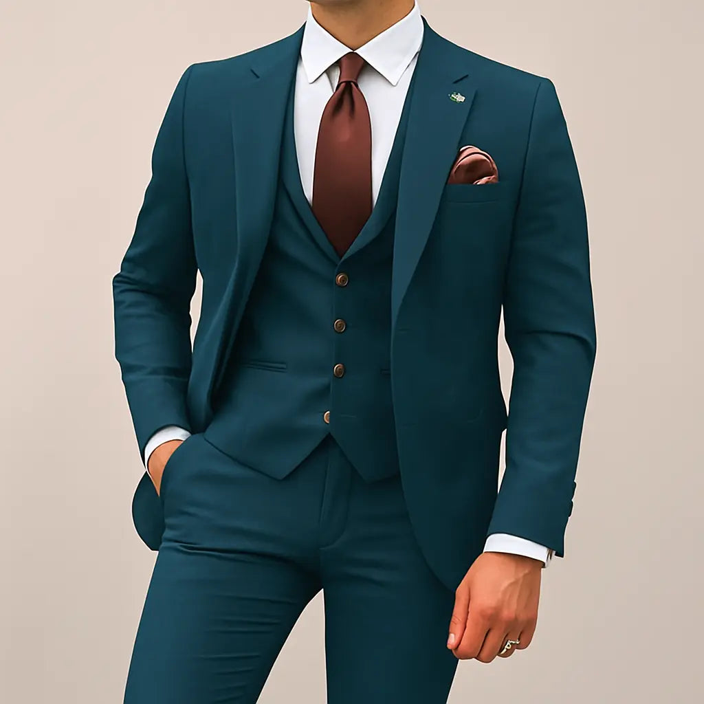Caden - Slim-Fit Three-Piece Men's Suit With Waistcoat For Weddings And Formal Events 2
