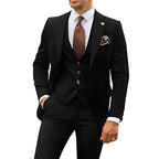 MunaWear - Men's Suits - Caden - Slim-Fit Three-Piece Men's Suit With Waistcoat For Weddings And Formal Events - 