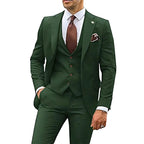 MunaWear - Men's Suits - Caden - Slim-Fit Three-Piece Men's Suit With Waistcoat For Weddings And Formal Events - 